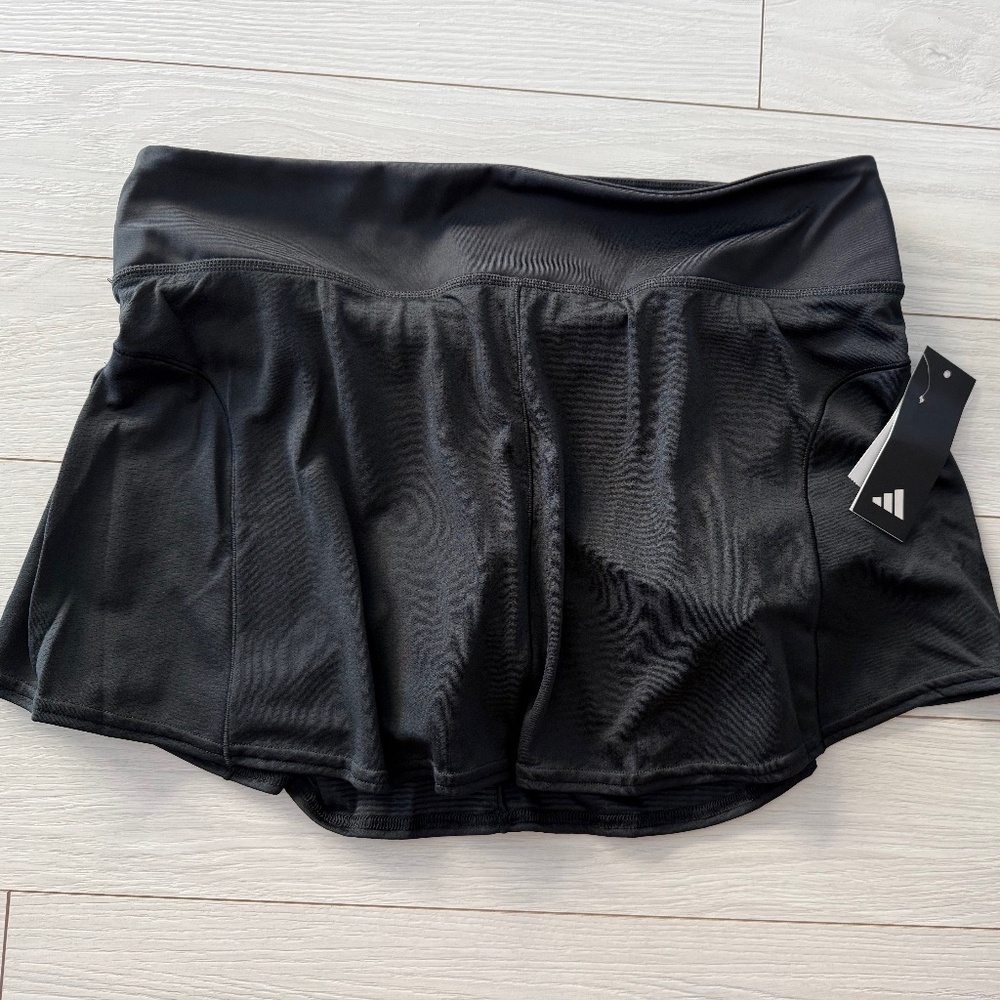 Adidas Match Skirt Womens Skort Black Tennis Golf Aeroready Primegreen - NWT ~ L